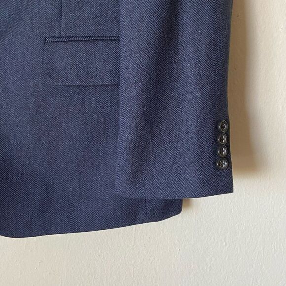 Stafford Merino Wool Dark Blue Blazer Classic Size 44L - Picture 6 of 8